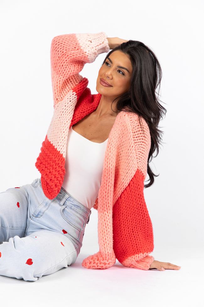 Forever Crush Pink Multi Color Block Cardigan