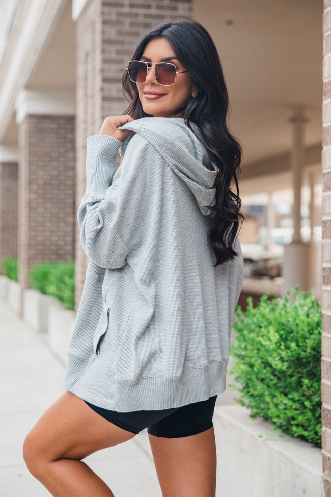 Find You Well Grey Waffle Hooded Pullover