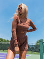 You're Thriving Brown Active Long Sleeve Keyhole Romper