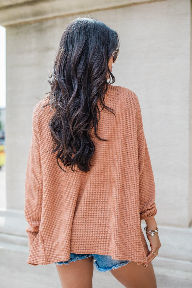 Sounds Like Me Brown Waffle Knit Cardigan SALE