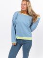 Think On It Blue Striped Contrast Trim Pullover