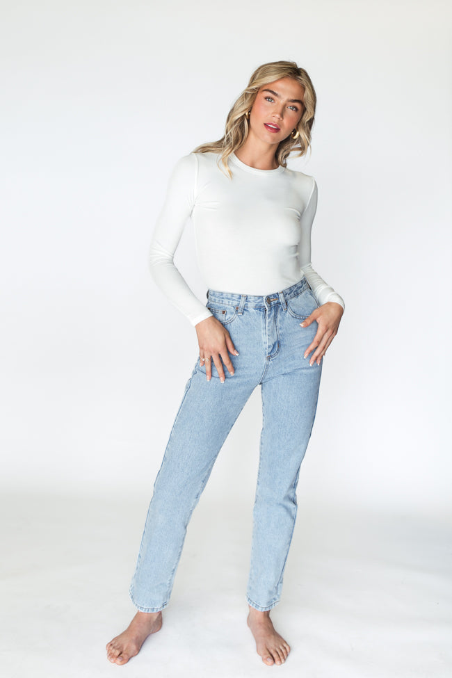 Megan Light Wash Straight Leg Mom Jeans