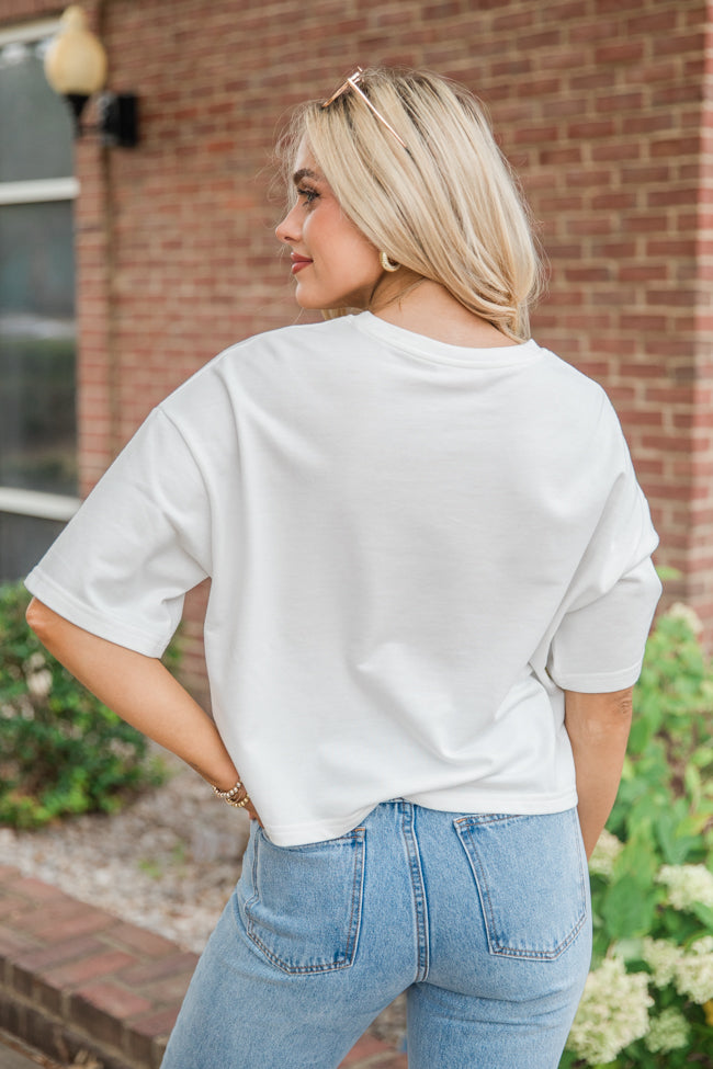 Study Break Green Pencil Patch Ivory T-Shirt