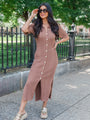 Have Some Faith Brown Knit Button Front Sweater Dress FINAL SALE