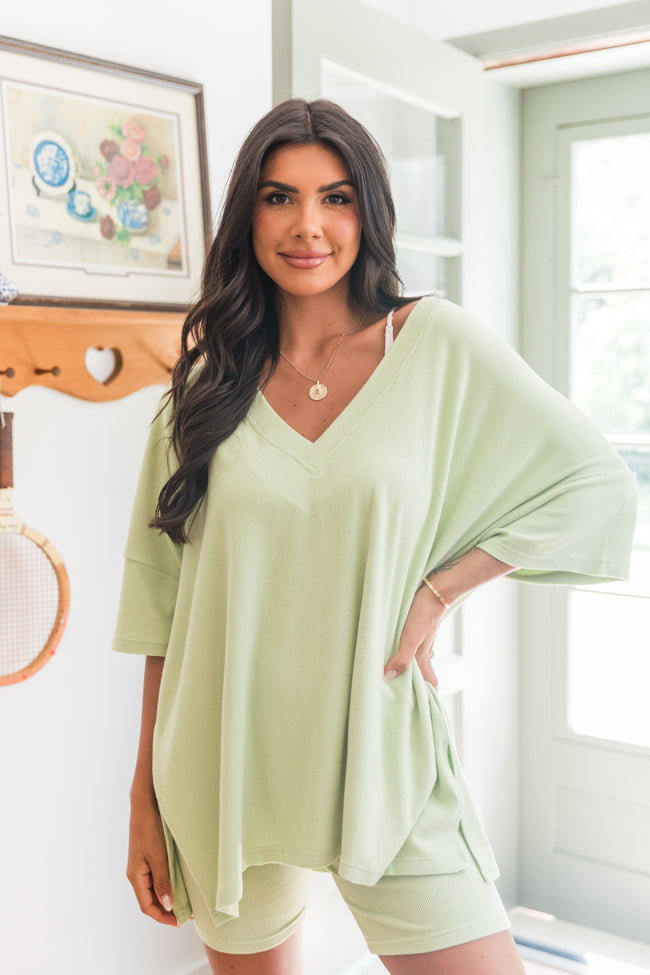 Love Me So Green Ribbed Knit Set