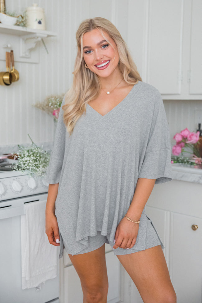 Love Me So Heather Grey Ribbed Knit Set