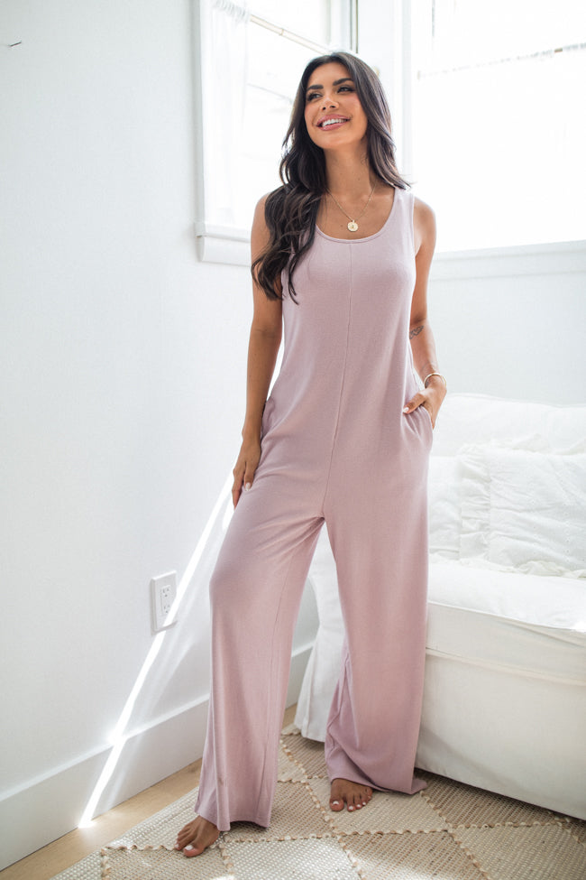 Me Time Lilac Ribbed Knit Jumpsuit