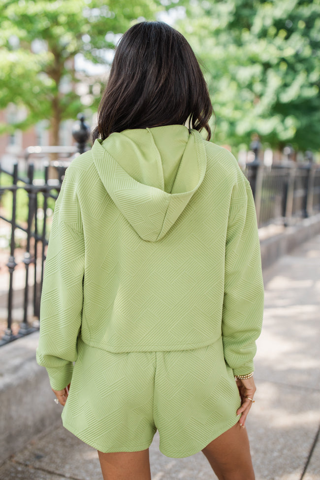 Dreams To Reality Green Textured Hoodie And Shorts Set