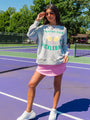 To The Pickleball Court Heather Grey Contrast Stitch Graphic Sweatshirt FINAL SALE