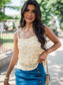 Go With Me Ivory And Mustard Plisse Floral Tank FINAL SALE