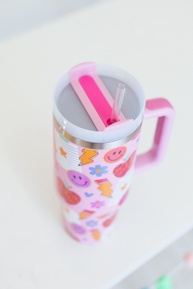 Sippin' Pretty In Too Cool For School 40 oz Drink Tumbler With Lid And Straw