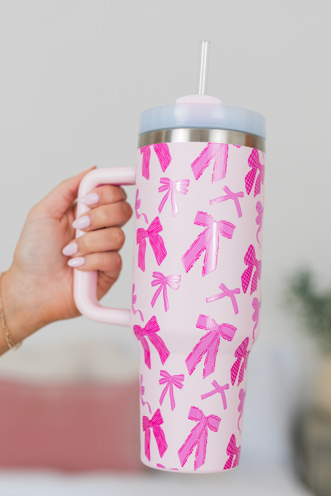 Sippin' Pretty In Put A Bow On It 40 oz Drink Tumbler With Lid And Str ...