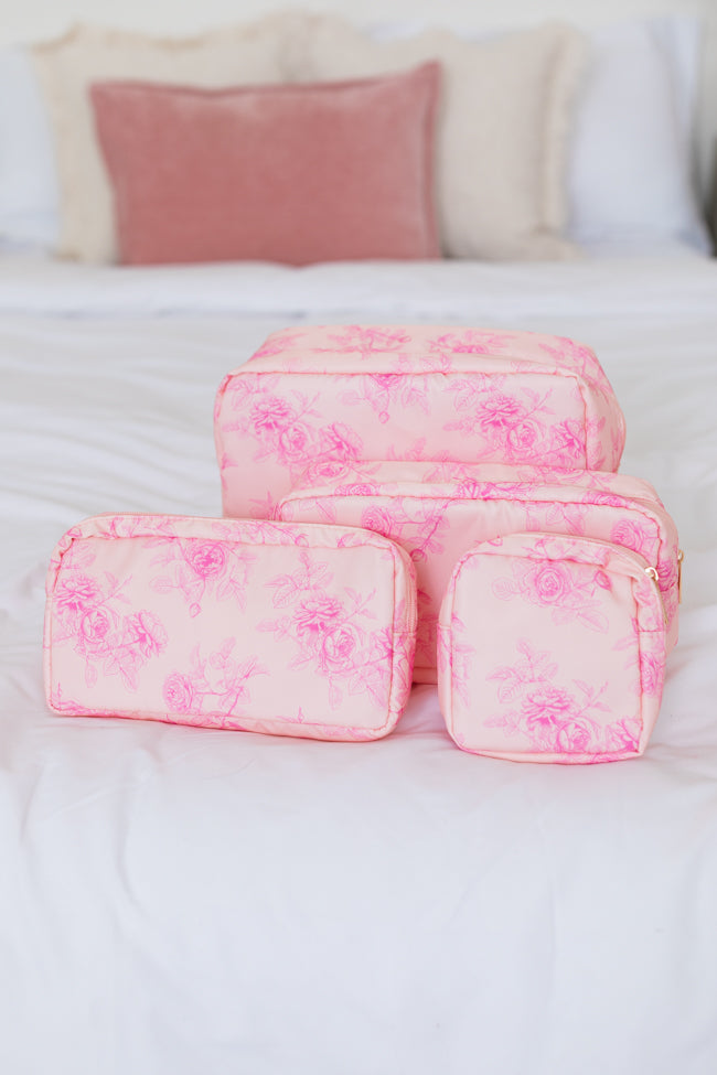 Floral Fantasy 4 Piece Cosmetic Bags Set