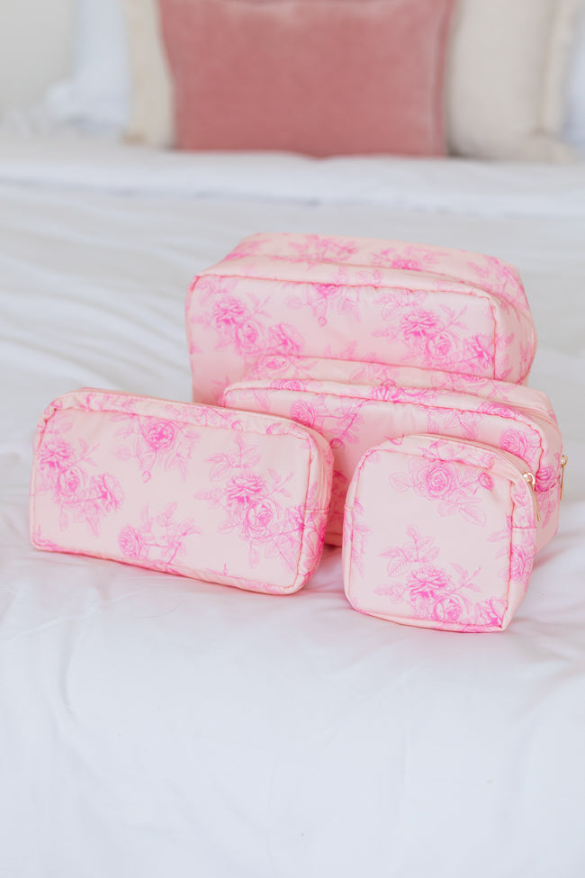 Floral Fantasy 4 Piece Cosmetic Bags Set