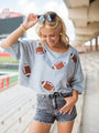 Game Day Glam Heather Grey Short Sleeve Football Patch Tee