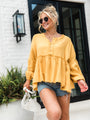 Escaping Reality Mustard Oversized Henley Blouse