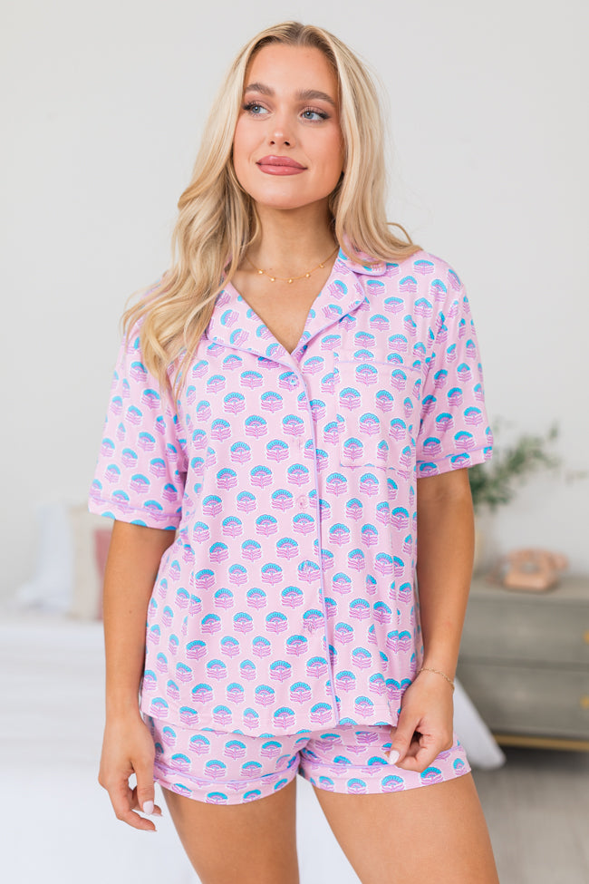 Under The Stars In Azalea Gardens Short Sleeve Bamboo Pajama Top FINAL SALE