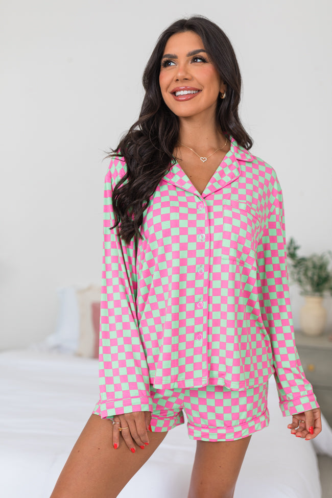 Under The Stars In Watermelon Crawl Long Sleeve Bamboo Pajama Top FINAL SALE