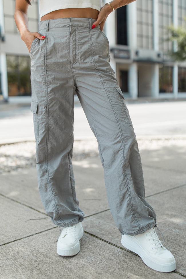 Hard To Forget Grey Adjustable Parachute Pants