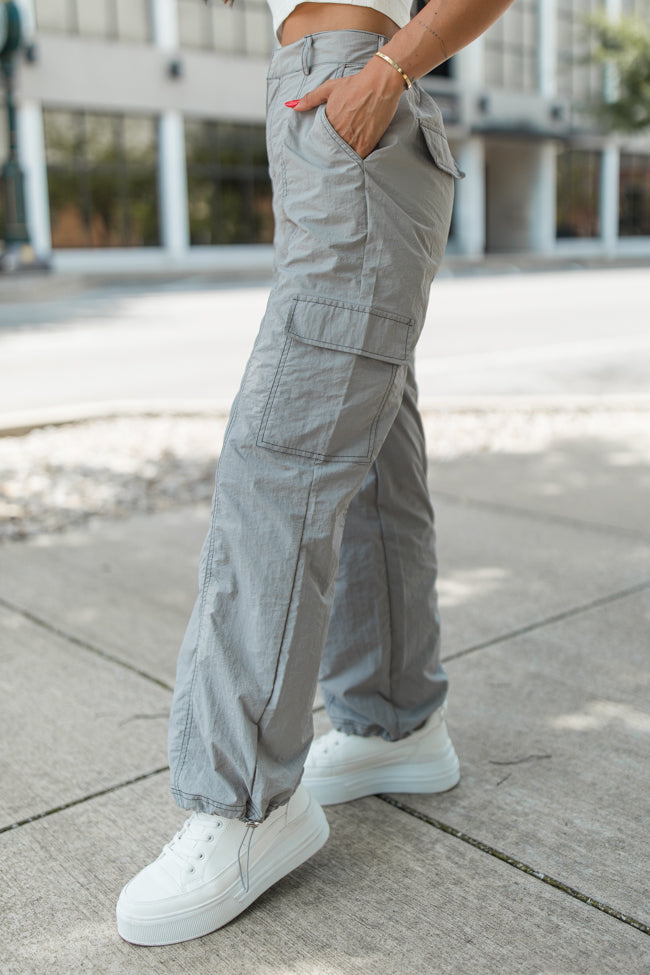 Hard To Forget Grey Adjustable Parachute Pants