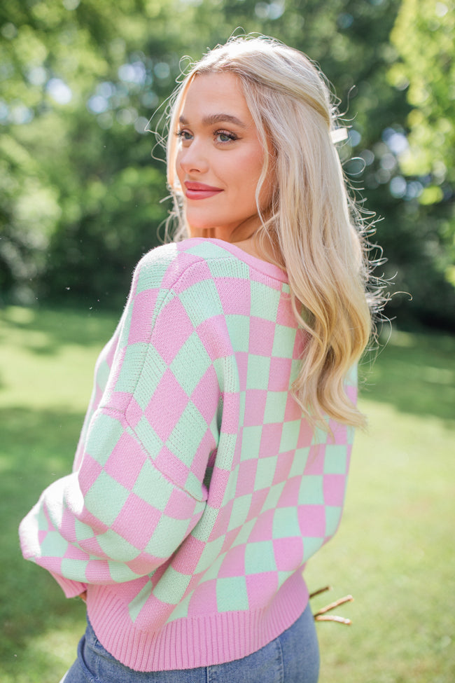 Making Memories In Watermelon Crawl Cropped Checkered Cardigan SALE