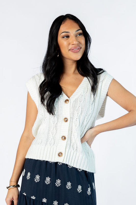 Weather It Together Ivory Cable Knit Sweater Vest SALE