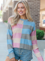 Take Your Time Mauve and Sage Color Block Striped Crop Sweater FINAL SALE