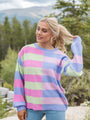 Take Your Time Purple Multi Color Block Striped Sweater