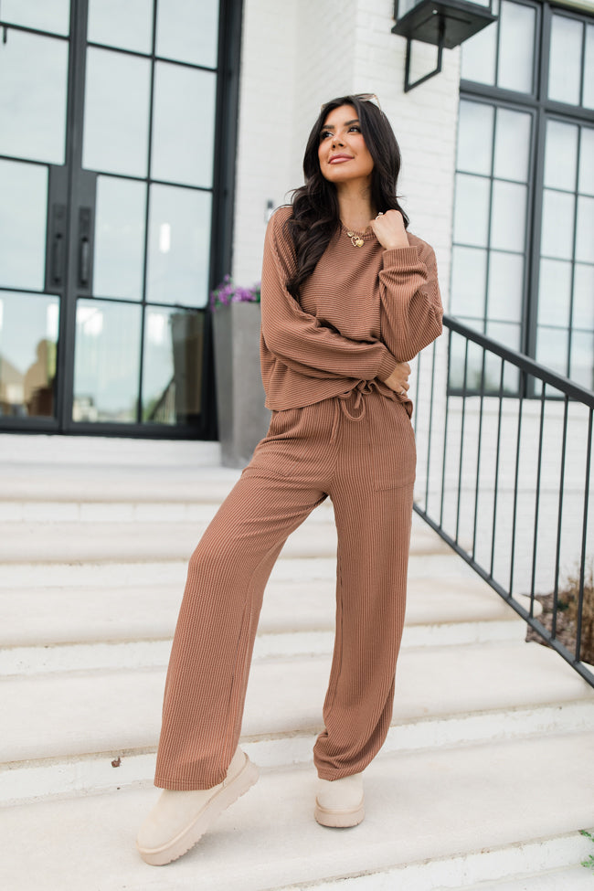 Any Occasion Mocha Ribbed Knit Set