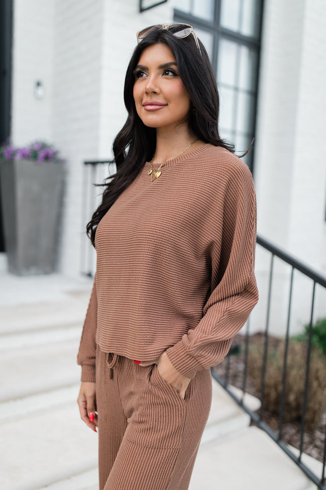 Any Occasion Mocha Ribbed Knit Set