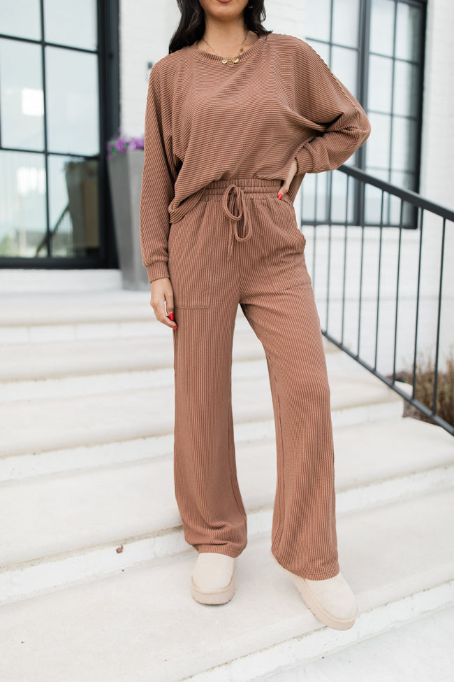 Any Occasion Mocha Ribbed Knit Set