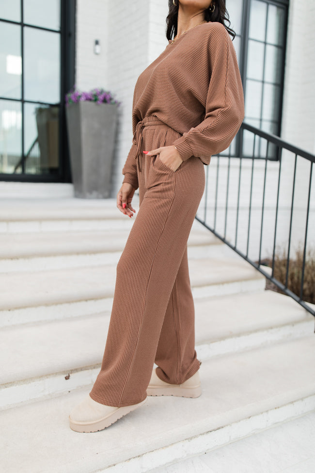 Any Occasion Mocha Ribbed Knit Set