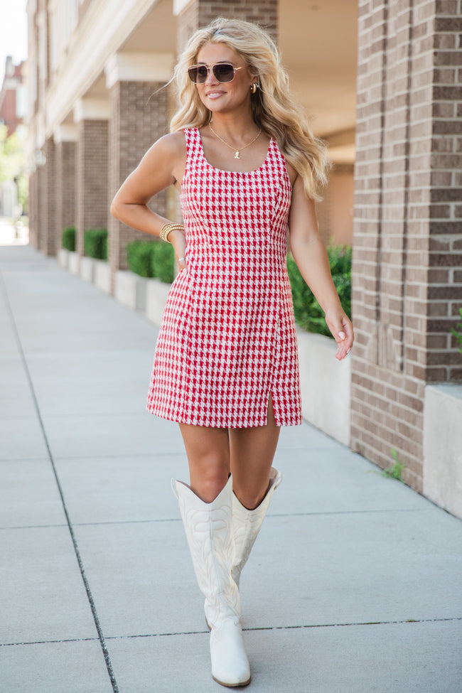 My Biggest Fan Red And White Houndstooth Mini Dress FINAL SALE