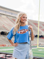 End Zone Elegance Blue Football Sequin Tee