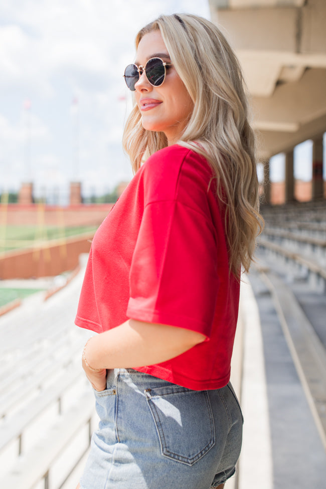 End Zone Elegance Red Football Sequin Tee