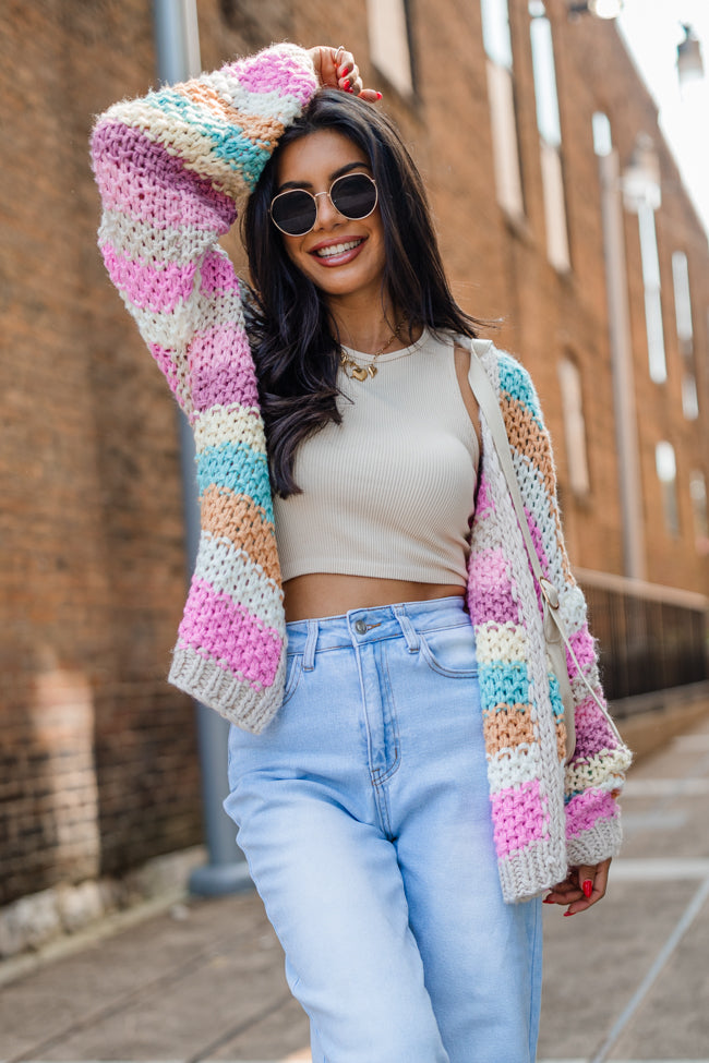 Forgot You Existed Pink, Orange, and Yellow Multi Striped Cardigan SALE