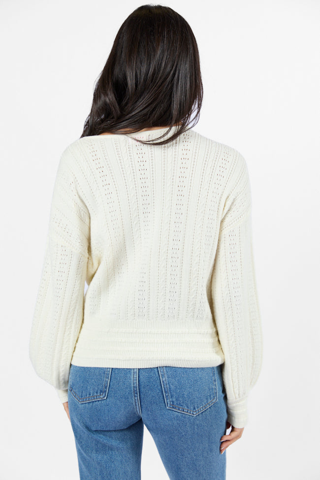 With Love Ivory Wrap Pointelle Sweater