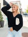 With Love Black Wrap Pointelle Sweater FINAL SALE