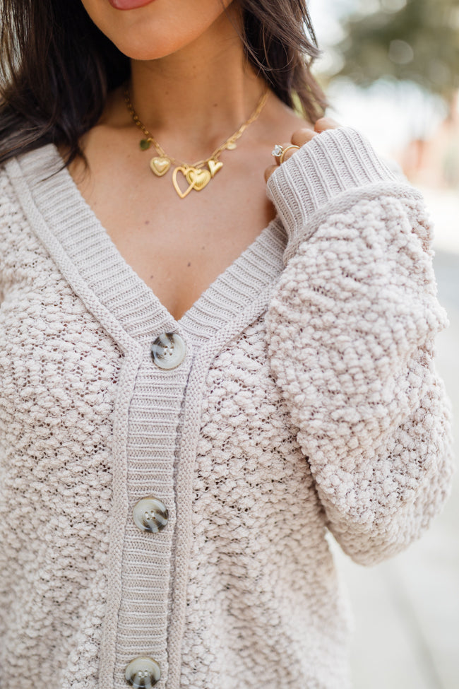 Breath Of Fresh Air Taupe Textured Cardigan SALE