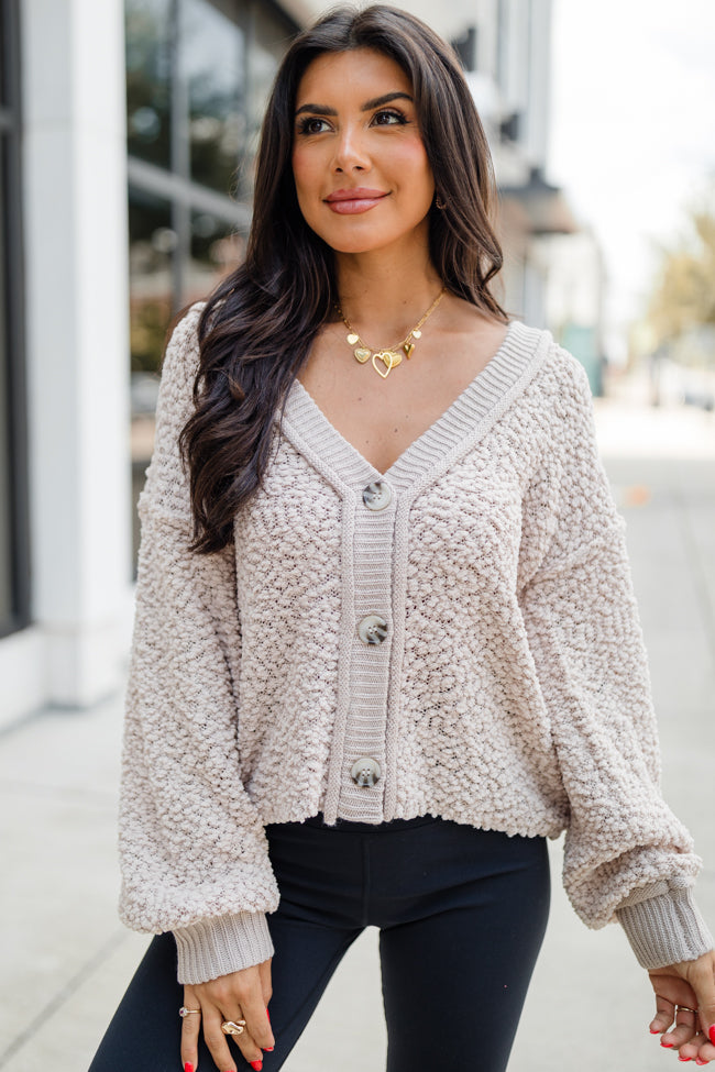 Breath Of Fresh Air Taupe Textured Cardigan SALE