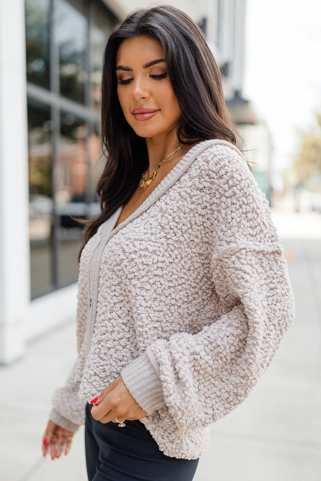 Breath Of Fresh Air Taupe Textured Cardigan SALE