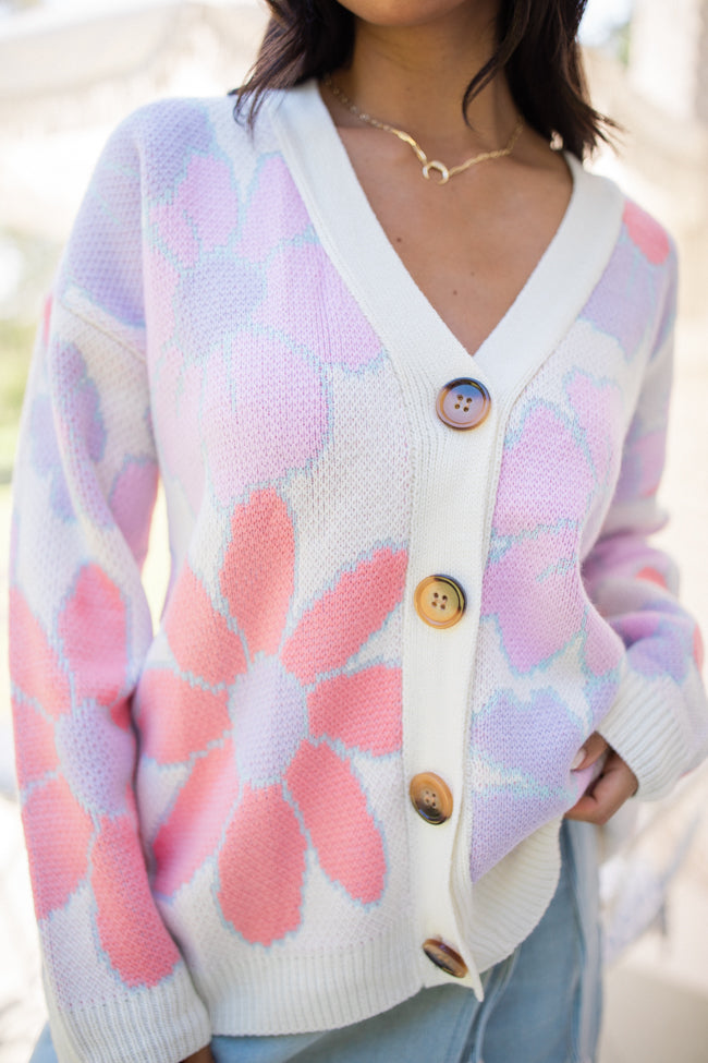 One Last Chance Coral Multi Floral Cardigan SALE