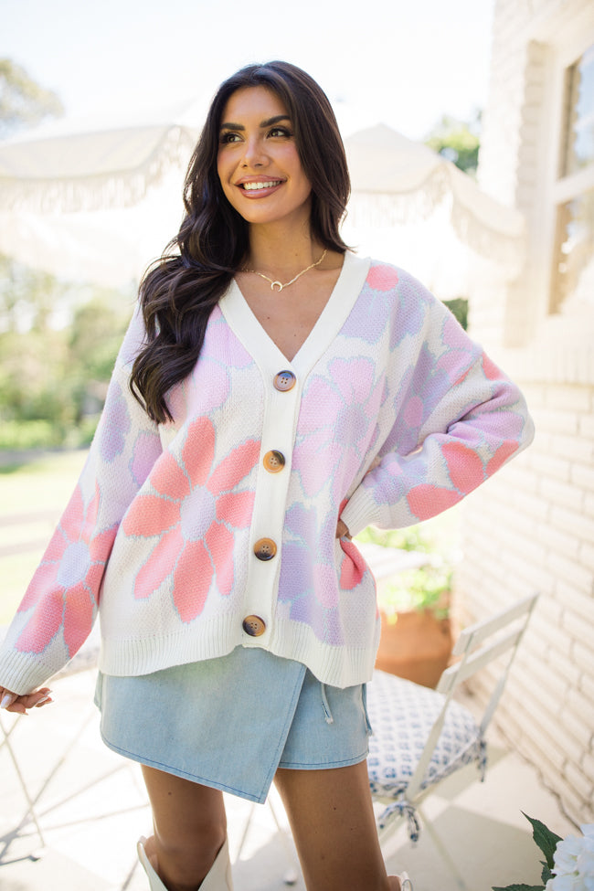 One Last Chance Coral Multi Floral Cardigan SALE