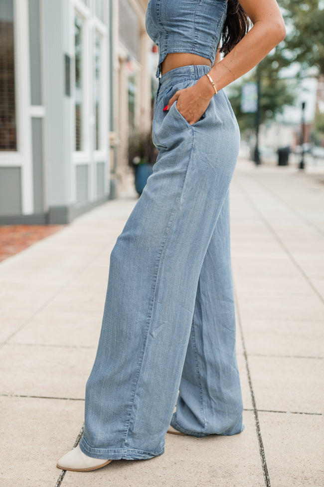 Why Can't You See Medium Wash Denim Wide Leg Pants