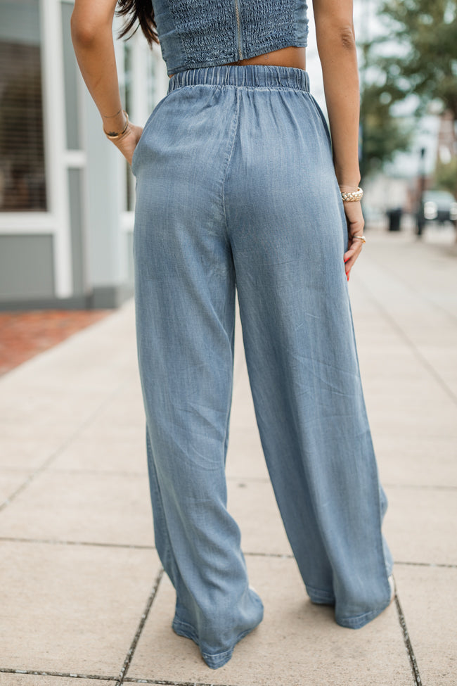 Why Can't You See Medium Wash Denim Wide Leg Pants