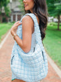 Light Blue Quilted Carry-All Bag