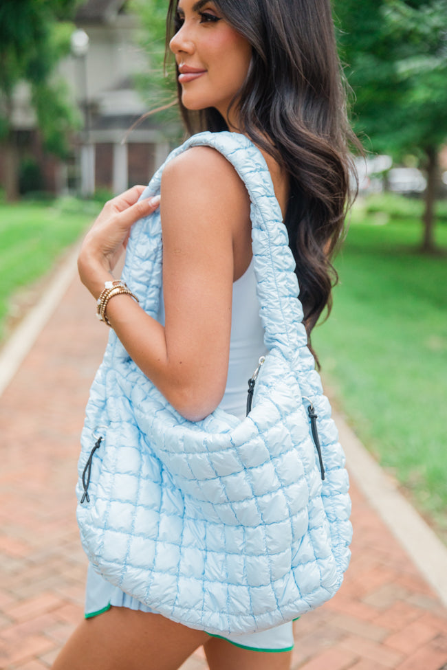 Light Blue Quilted Carry-All Bag