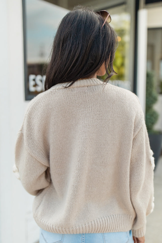 Heartbeat On the High Line Beige Flower Applique Cardigan SALE