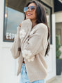 Heartbeat On the High Line Beige Flower Applique Cardigan SALE