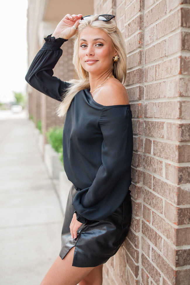 Casual Romance Black Off The Shoulder Top FINAL SALE